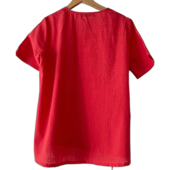 Zanzea Coral Colored 100% Cotton Wrap Top Size: XL, NWT - Picture 2 of 7